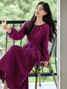 Vimly | Đầm Cotton Thắt eo Quai Cutout ren Pháp