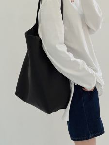 jpj | Large Capacity Leather Tote Bag Women Commuter Bucket Single Shoulder Fashion Trend Casual Style Soft Handle Pure Color Bag