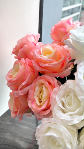 7 Heads Artificial Anna Rose Bouquet Realistic Silk Fake Roses Flexible Stem Floral for Home Vase Decor Wedding Bouquet Valentine Gift Multiple Colors Available