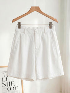 LANQIONG | Quần Short Linen Dày Rộng Thoáng Mát và Elegance Trắng