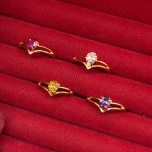 แหวนทองฝังพลอย คละสี บุษราคัม ขาว ใส่เสริม ใส่อาบน้ำ รูปถ่ายจากสินค้าจริง