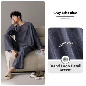 JIALEFEN | Mens High-end Pure Cotton Pajamas