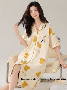 Miiow | Pure Cotton Breathable Summer Sleepwear Womens Short Sleeve Nightgown Comfortable Skin-friendly Plus Size Home Clothes