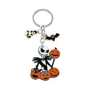Bandai | Anime Cartoon Nightmare Before Christmas Keychain Jack Skellington & Pumpkin Charm Gothic Halloween Accessories Gifts