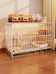 Foldable Pet Cage Cat Cage With Poop Tray Collapsible 2 Layer Cage Cat House Large Platform Cage