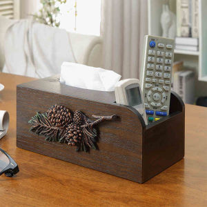 Elegant Wooden Tissue Box Remote Controller Organizer Desktop Storage Box Personalized Living Room Home Decorative Item