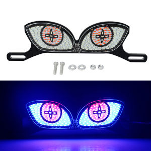 KEVANLY | 1 Set Motorcycle LED Decorative Pixel Panel Light Eye Shape Strobe Flashing Signal Indicator License Plate Tail Light Universal
