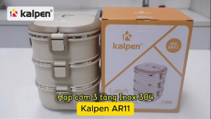 Hộp cơm 3 tầng Inox 304 Kalpen AR11 2.1L hàng chính hãng