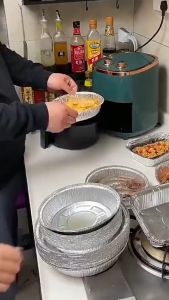 Bộ 20 khay giấy bạc tròn nhiều kích thước đường kính 18cm 20cm 23cm dùng lót nồi chiên không dầu khay đựng làm khoai tây chiên Đĩa Nhôm khuôn giấy bạc lót nồi nướng đa năng đĩa giấy bạc đi du lịch cắm trai picnic