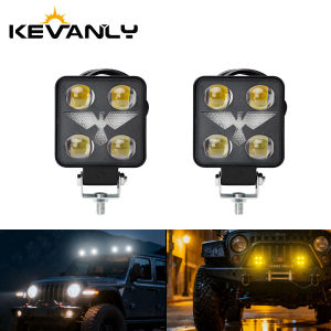 KEVANLY | 1/2X 3 Inch Rectangle Spotlight 12-24V 4 Color Hi/Low Beam Fog Lamps Work Light For Truck Tractor ATV Offroad 4X4 LED Headlight