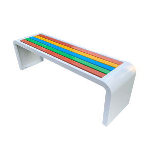 Outdoor Park Benches Iron Art Anti-corrosion Plastic Wood Stainless Steel Public Seating Outdoor Rest Bench Simple Modern Style
