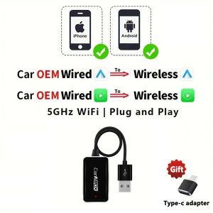 EKIY High Quality Luxury 2in1 Wired To Wireless CarPlay Dongle Android Auto Adapter Smart Box Car Accessories Intelligent System
