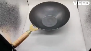 Pre-Seasoned Iron Wok Pan 26 cm with Strong Wooden Handle | Gas Stove Compatible | 100% Pure Iron Cookware