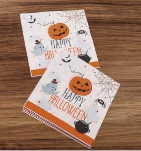 Party Dinner Napkin Serviette Disposable Paper Tissue - Halloween Pumpkin Scary Spider Web Ghost Happy Halloween [NSP157]