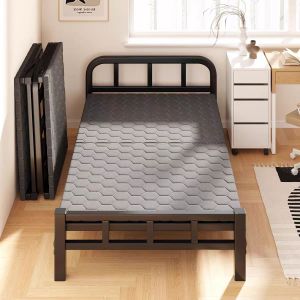 Ditto Metal Folding Bed 100/120CM Black/White Single Foldable Portable Bedroom Folding Bed Single Heavy Duty Bed Frame