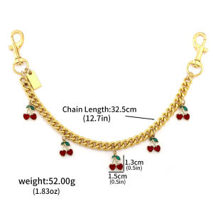 Cherry Chain Bag Charm Keychain For Women Gold Plated Y2K Aesthetic Purse Pendant Cute Fruit Accessory For DIY Decoration