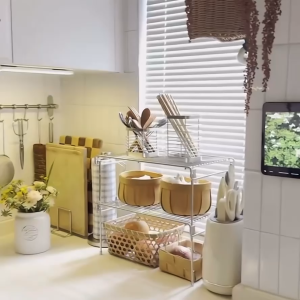 ❣️SPACEIDEAS❣️ SS304 Stackable Rack Cabinet Tiered Shelves Kitchen Shelf Kitchen Rack Desktop Rack Space Saver Rack Countertop Rack Countertop Organizer Rack Under Sink Organizer Rack Cabinet Organizer Rack Pot Stand Pot rack Pots Holders