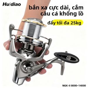 Máy Câu Cá Quay Tay Huidiao NGK-II Hạng Nặng Lực Kéo Tối Đa 25KG 8000-14000 Vòng Trục Trơn 6+1BB Dùng Cho Câu Biển Sông Hồ