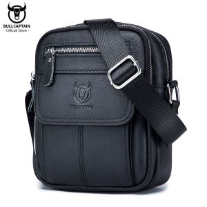 Bullcaptain Casual Mens Shoulder Bags Business Messenger Bag High-Quality Mens Cow Leather Bags Mini Large Capacity Pocket