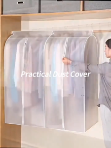 3D Fully Enclosed Hanging Clothes Dust Cover - PEVA Transparent Wardrobe Storage Organizer Bag for Garment Suit Travel & Home Use