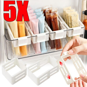 5pcs Plastic Retractable Fridge Side Door Organizer / Adjustable Storage Partition Board / Multipurpose Container for Food Bottles Condiments & Snacks