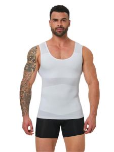 Mens Double Layer Cooling Compression Vest Breathable Tummy Control Body Shaping Sleeveless Undershirt