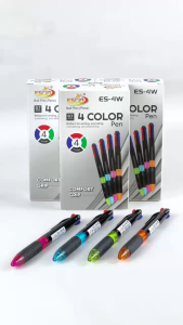 Esco 4 Color Pen - Pulpen 4 Warna 0.7 mm Grip Nyaman (ES-4W)