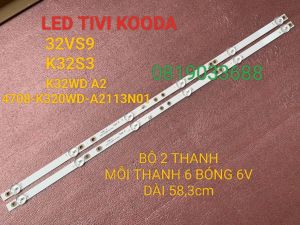 THANH LED TIVI KOODA 32VS9 K32S3 HÀNG MỚI 100% BỘ 2 THANH MỖI THANH 6 BÓNG 6V DÀI 583cm Thanh Led Cho Tivi Màn Hình Phẳng - Lazada