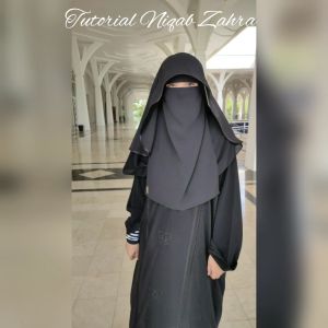 HZS KOLEKSI NIQAB ZAHRA Niqab ekslusif by YA RUHIE 100 % Material Aritachi High Grade Fashion Women Musim Wear Hijabs Hitam Black