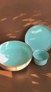 NORITAKE 100%New - Boulder Ridge - Combo 3 Món Thố Đĩa Hủ Men Mộc Xanh Ngọc Dùng Được Lò Nướng