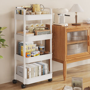 New Mobile Kitchen Bathroom Small Cart Stand Rack Floor Mounted Multi Layer Storage Organizer for Snacks Bedroom
