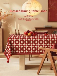 Red Festive Tablecloth Waterproof & Stain-Resistant