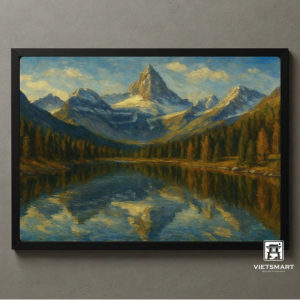 Tranh Nghệ thuật "Núi Rừng Và Hồ Nước" VIETSMART ART - Acrylic 45 x 60cm