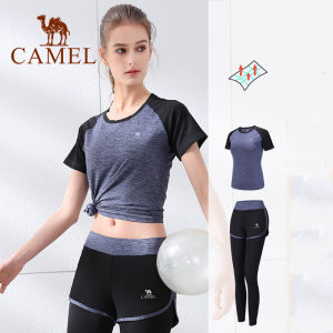Cameljeans Sports Womens 2 pcs Yoga Suit Running T-shirt &Pants