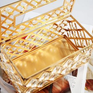 Tempat tisu emas tissu organizaer Kristal Kotak Tis tempat tissue gold empat Kotak Tissue Kristal