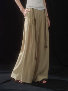 Bohemian Style Mid Waist Wide Leg Loose Casual Pants