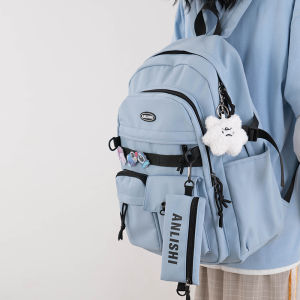 Hiking Laptop Backpack Large Capacity Retro American School Japanese Style Double Shoulder Nylon Youth Casual Backpack for Students