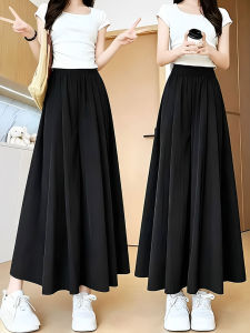 YAYANGREN | Black Linen Summer Thin A-line Loose Comfortable Casual Wide Leg Trousers/Skirt