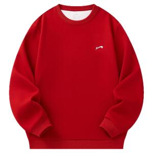 Red Long Sleeve round Neck Hoodie for Men Spring Autumn 2026 Style Couples Casual Comfortable Cotton Polyester Blend Sweatshirt