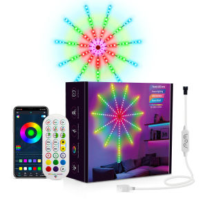 RGB Pháo Hoa Dây Đèn LED Ánh Sáng Điều Khiển Âm Thanh Bộ Giấc Mơ Sao Băng Đèn Tiệc Cưới Giáng Sinh Đồng Bộ Nhạc Ánh Sáng Môi Trường Xung Quanh