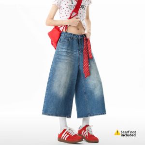 BWKA | Vintage Blue Pleated High Waist Slimming Mid-thigh Jeans Women