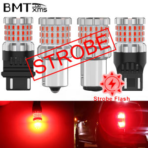 BMTxms 2PCS Strobe Flash W21/5W P21/5W T20 P27/5W P21W LED Brake Lights Super Red 7443 1157 BAY15D T25 3157 1156 BA15S Stop Lamp