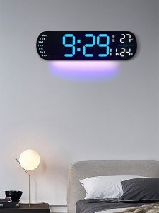New Chinese Style Wall Clock Fashionable Minimalist LED Perpetual Calendar Digital Electronic Clock for Living Room Always Bright