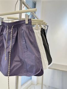 Lilac Purple Workwear Casual Half Skirt Women Summer American Elastic Waist A-Line Loose Parachute Shorts Skirts
