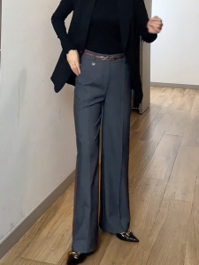 Early Autumn High Waist Draped Casual Suit Pants Intellectual Elegant Simple Korean Fashion Trend Versatile Womens Trousers