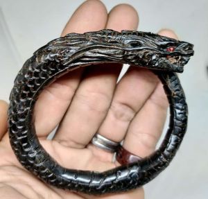 Gelang akar bahar hitam ukir naga Galak