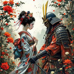 500/1024PCS Jigsaw Puzzle Samurai Warrior And Geisha Traditional Japanese Art For Adults Perfect Gift For Art Lovers