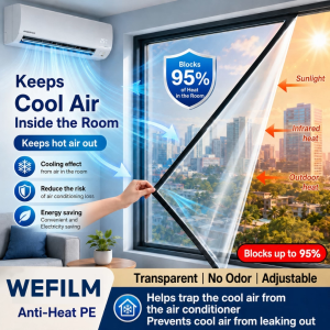 Window Insulation Film Heat Control Self Adhesive Energy Saving Glass Film UV Protection Thermal Insulation Window Sticker with Tape