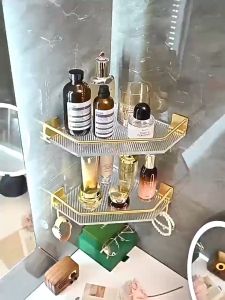 Sincecu Bathroom Shelf Organizer Storage Rack Shampoo Holder Wall Mounted Towel Rack Acrylic Luxury Shower Corner Shelf