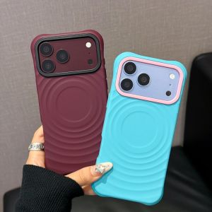 Wave Texture Silicone Phone Case for iPhone 13 14 15 16 17 18 Pro Max Contrast Color Camera Frame Shockproof Soft Protective Casing Anti Slip Phone Cover